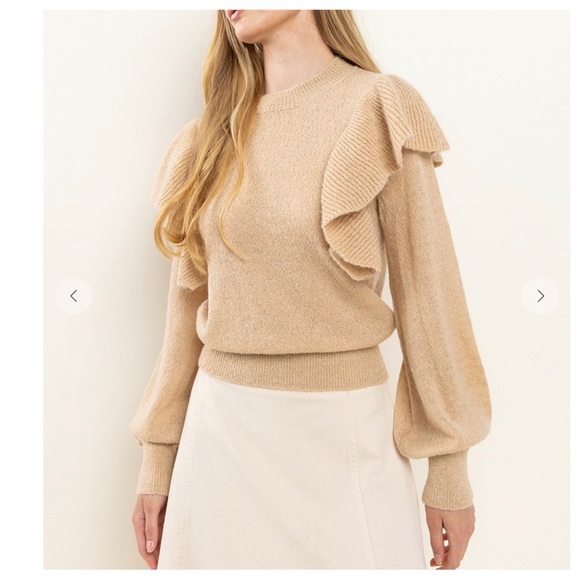 39 Boho Soft Knit Ruffle Sweater Top - Picture 4 of 6